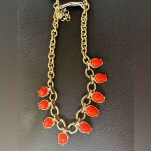 Elegant Gold and Orange Teardrop bold statement Necklace